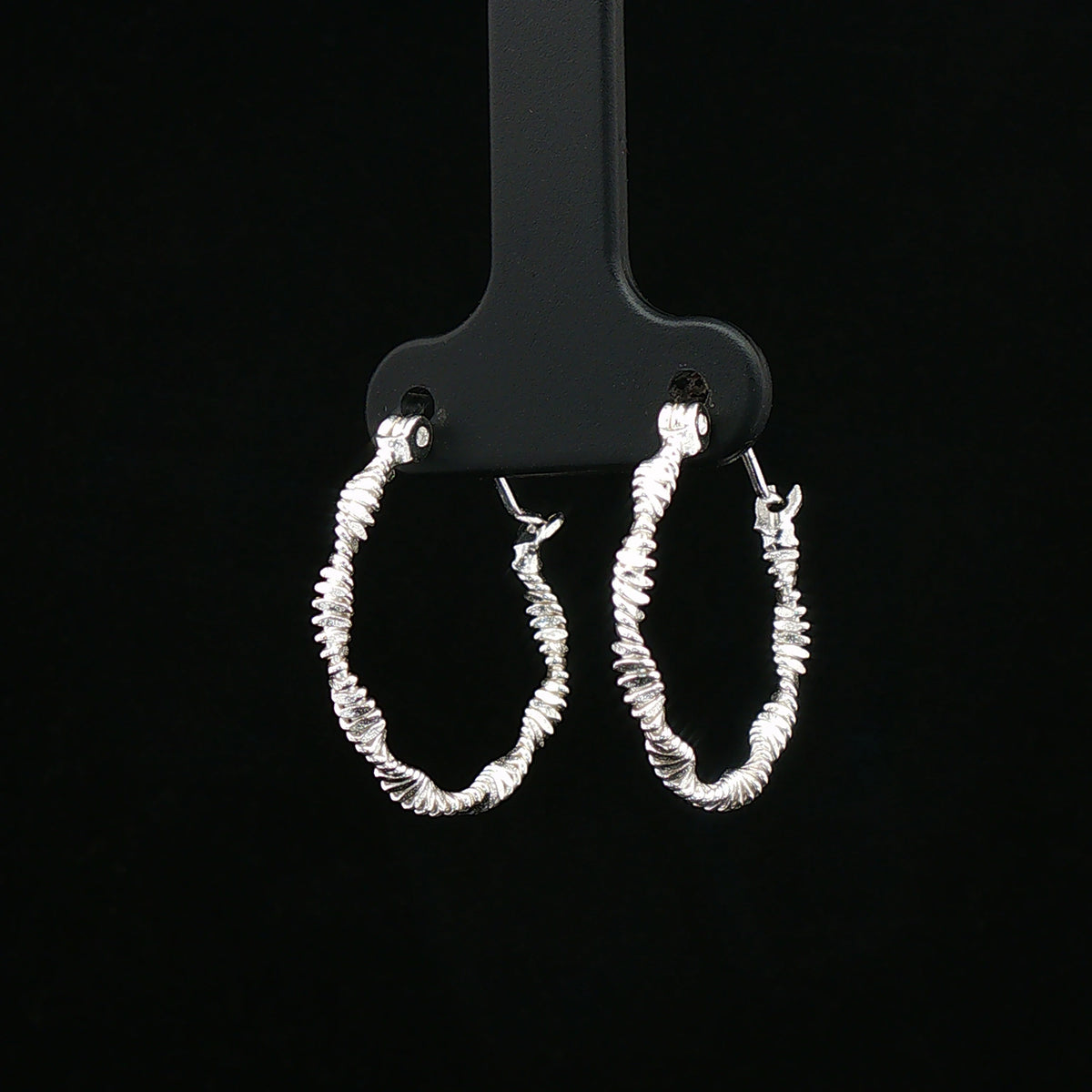 Twisted Rope Silver Hoop Earrings