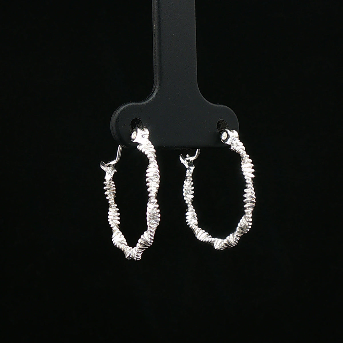 Twisted Rope Silver Hoop Earrings