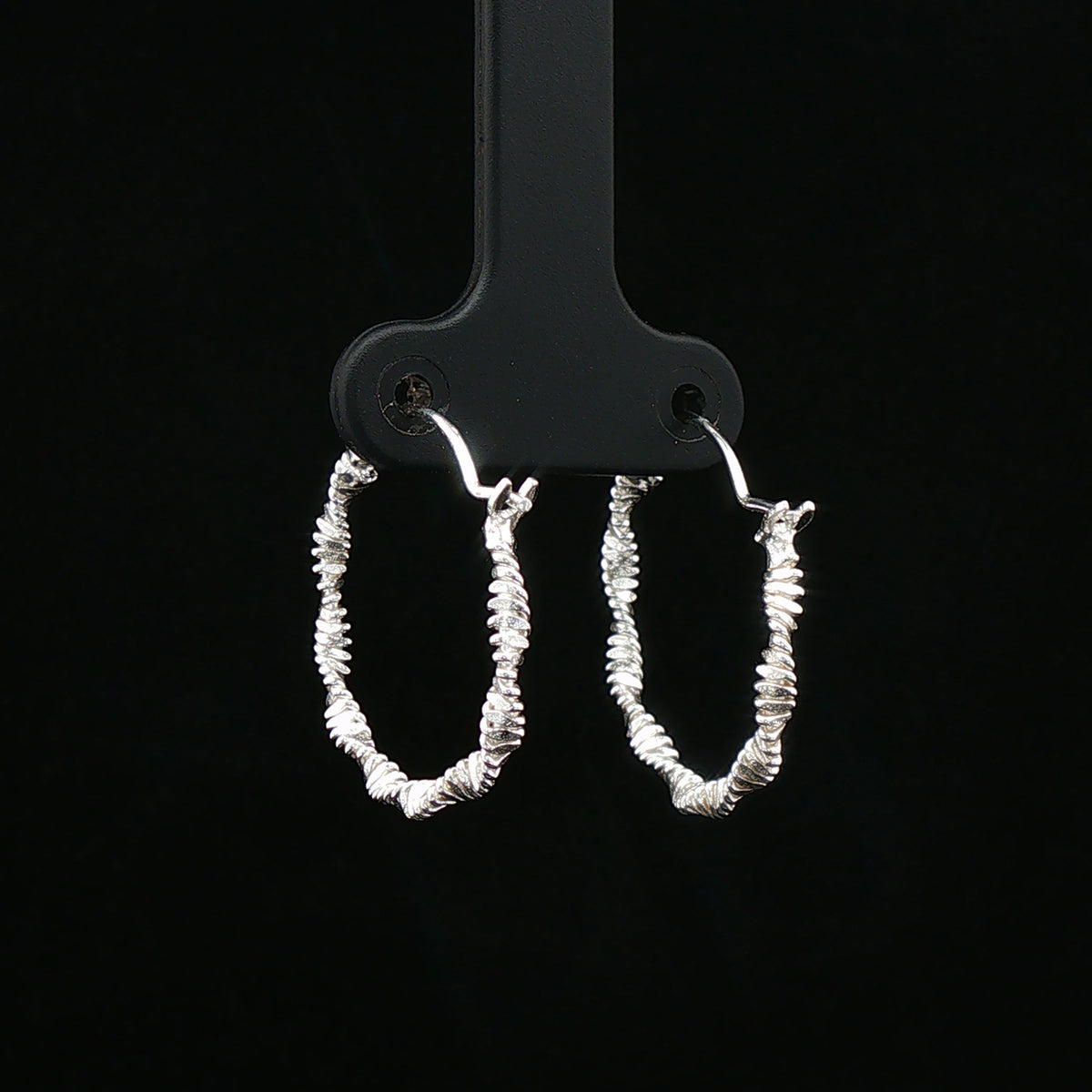 Twisted Rope Silver Hoop Earrings