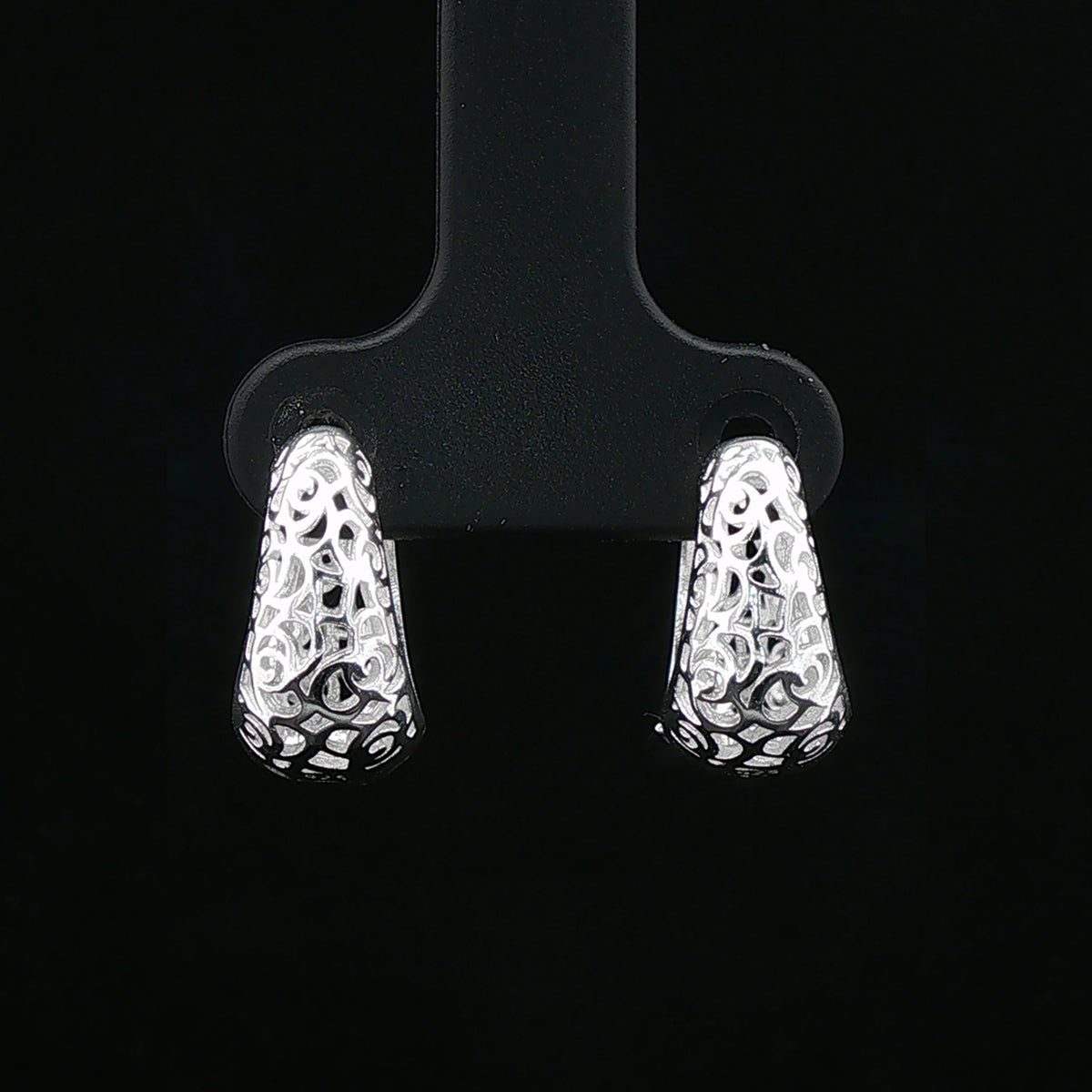 Silver Filigree Huggie Hoop Earrings