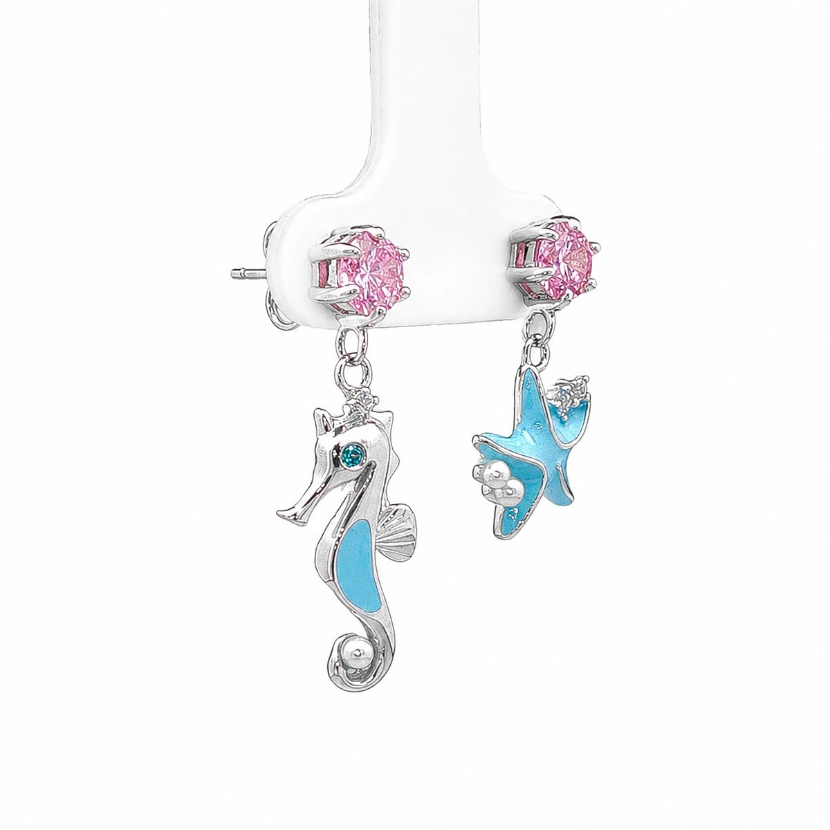 Ocean Charm Seahorse & Starfish Drop Earrings