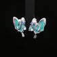 Aqua Butterfly Silver Stud Earrings