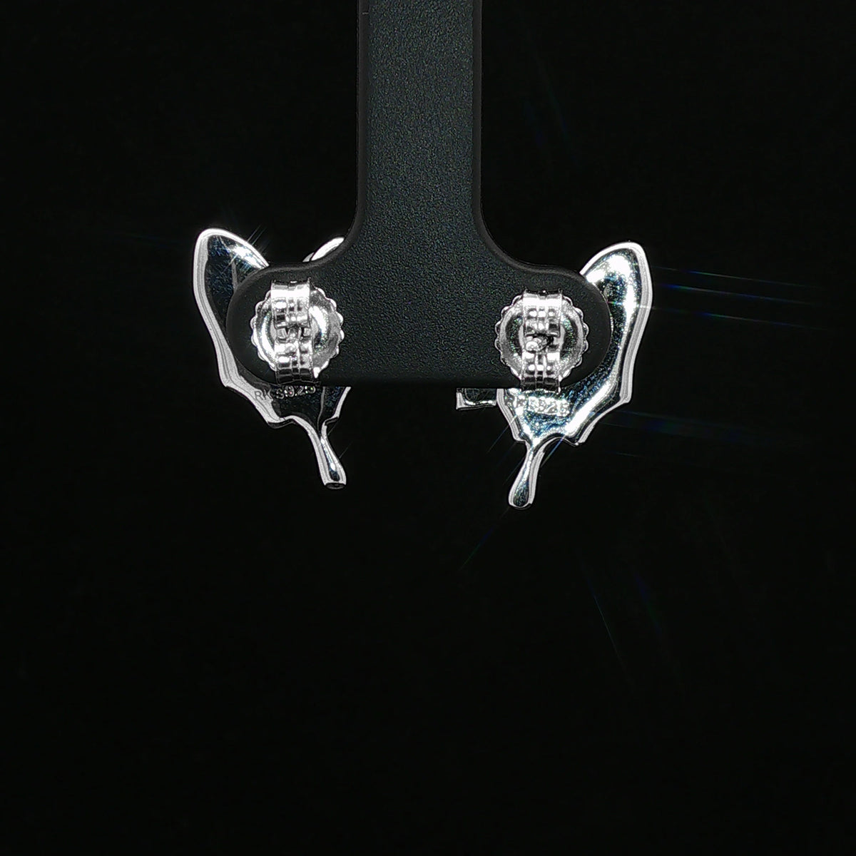 Aqua Butterfly Silver Stud Earrings