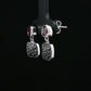 Pink Cushion Drop Marcasite Silver Earrings