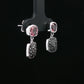 Pink Cushion Drop Marcasite Silver Earrings