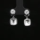 Pink Cushion Drop Marcasite Silver Earrings