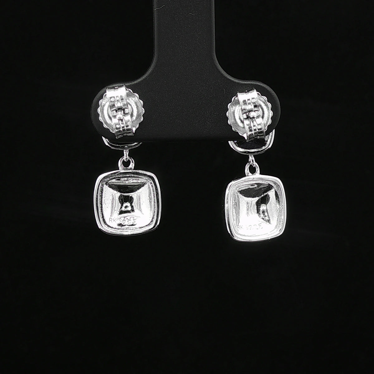 Pink Cushion Drop Marcasite Silver Earrings
