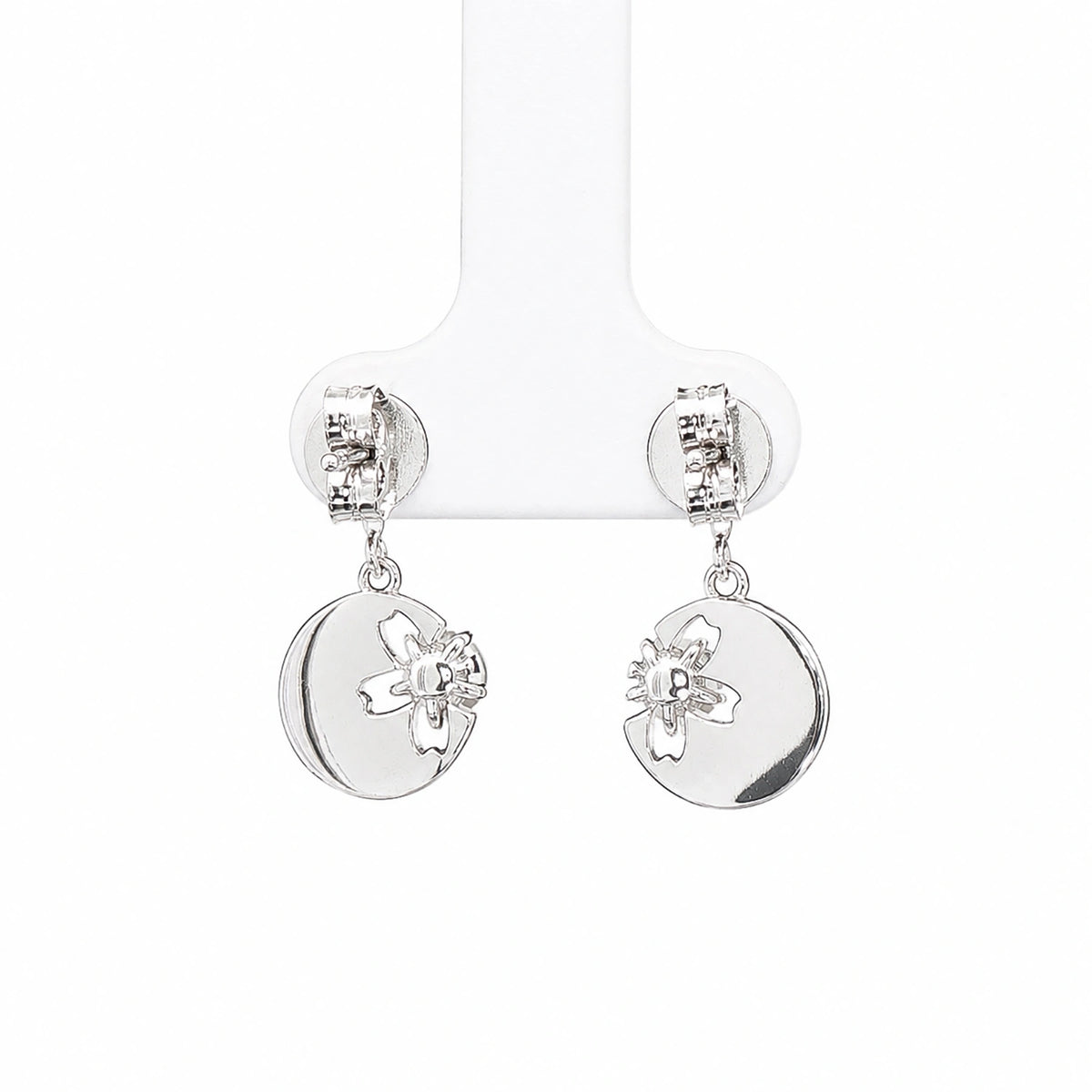 Silver Pearl Bloom Drop Earrings