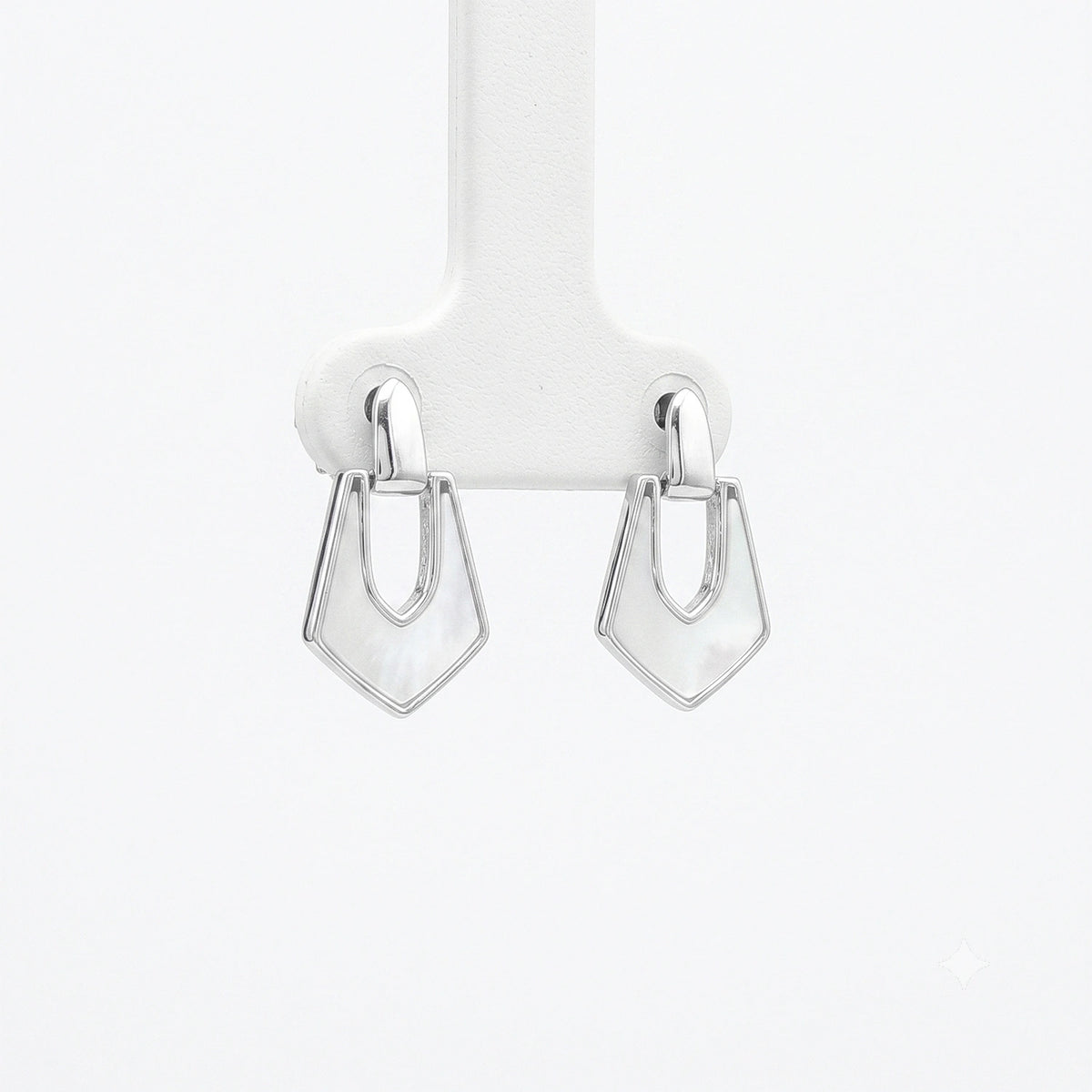 Geometric Shield Silver Drop Earrings