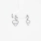 Silver Heart Drop Stud Earrings