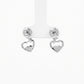 Silver Heart Drop Stud Earrings