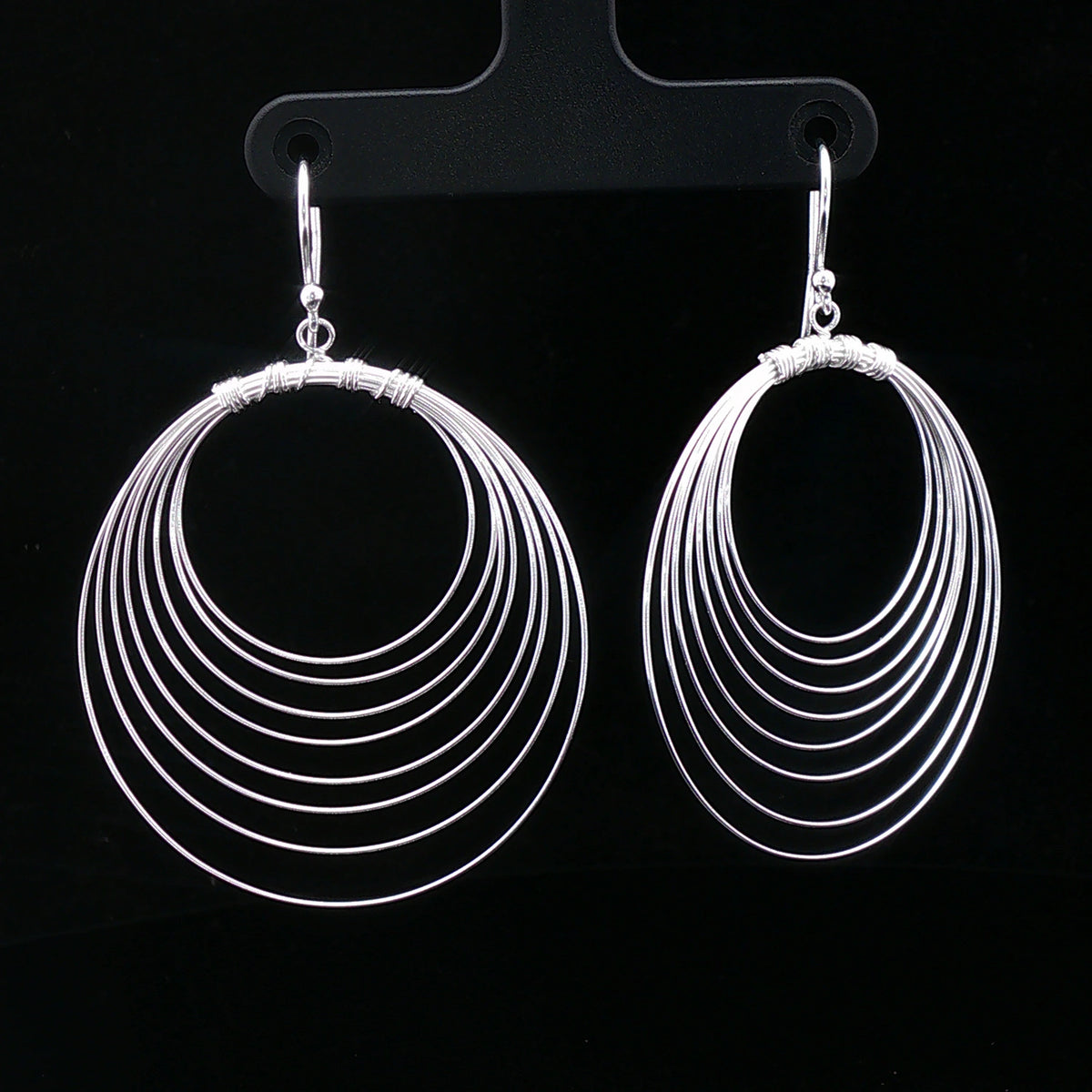 Silver Multi-Layer Hoop Drop Earrings
