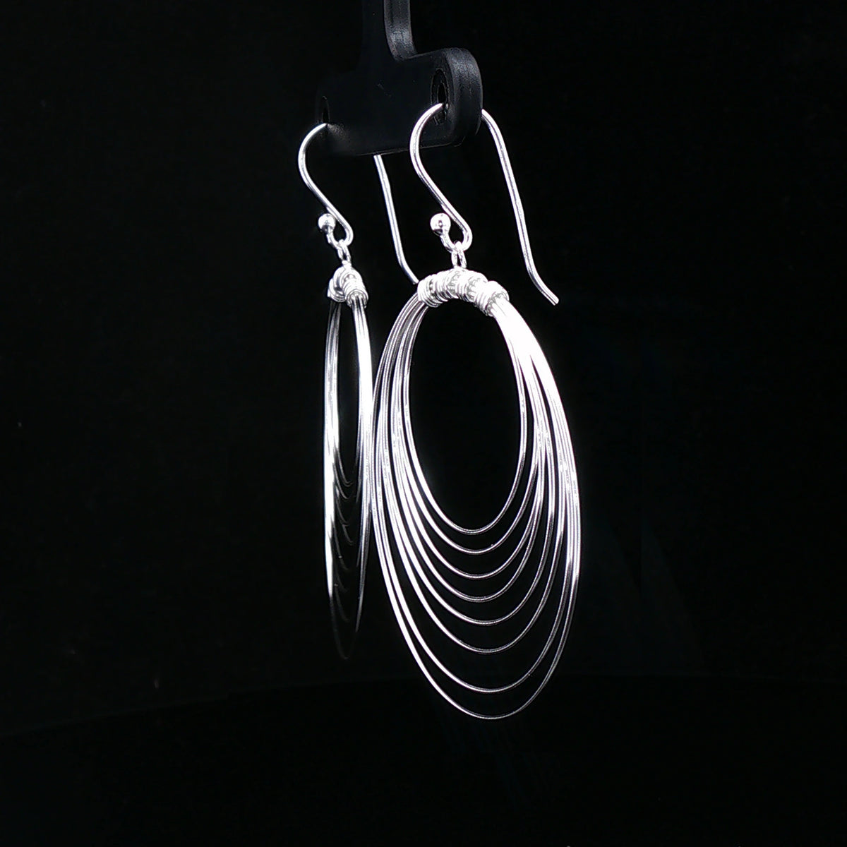 Silver Multi-Layer Hoop Drop Earrings