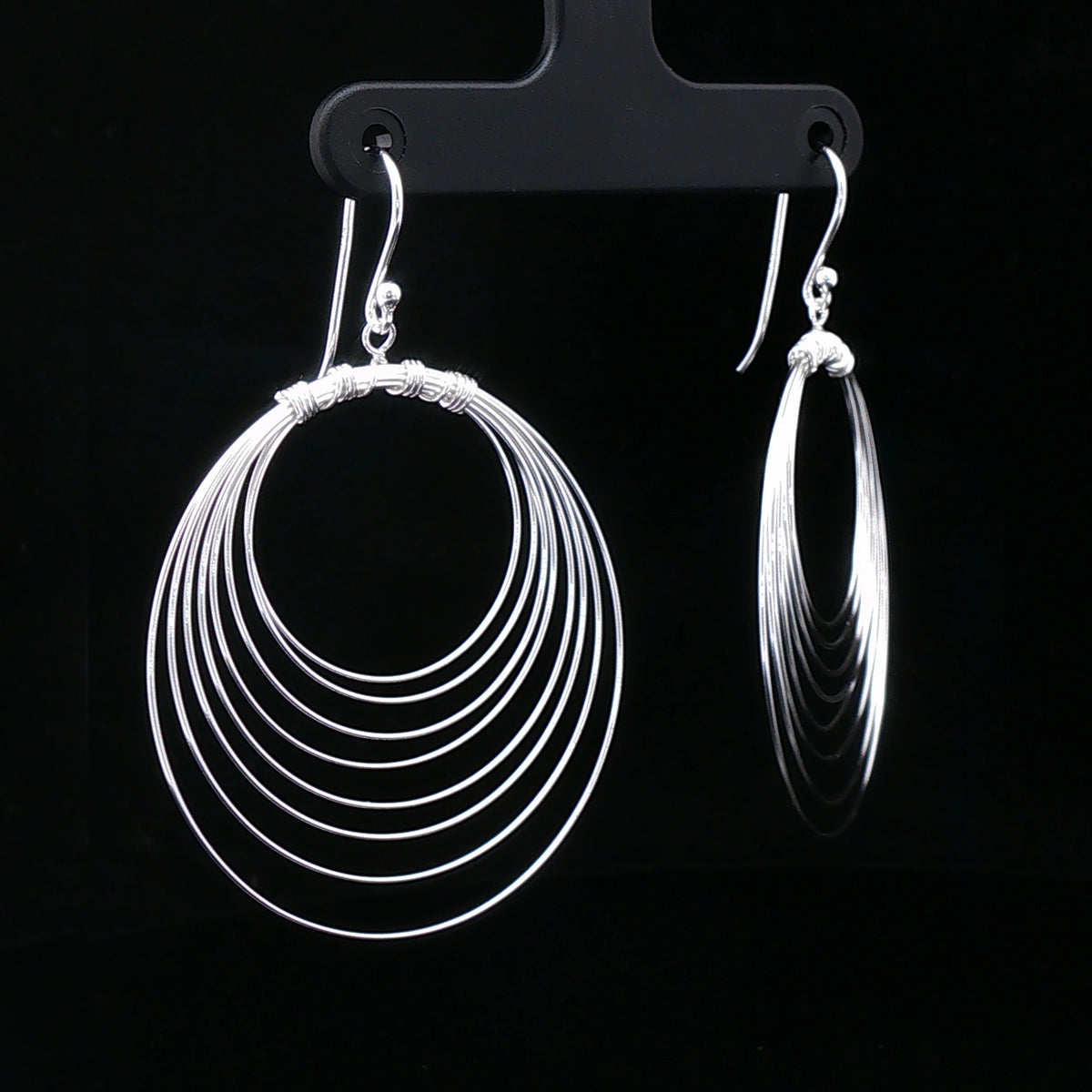 Silver Multi-Layer Hoop Drop Earrings