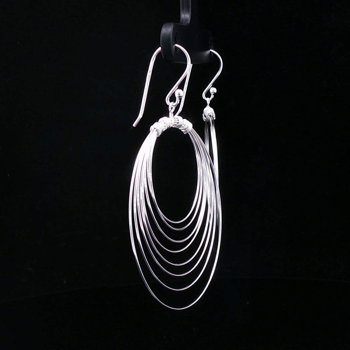 Silver Multi-Layer Hoop Drop Earrings