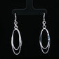 Silver Oval Loop Drop Earrings