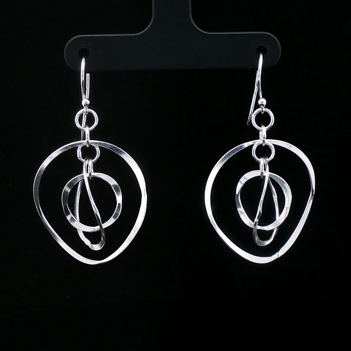 Silver Multi-Circle Drop Earrings