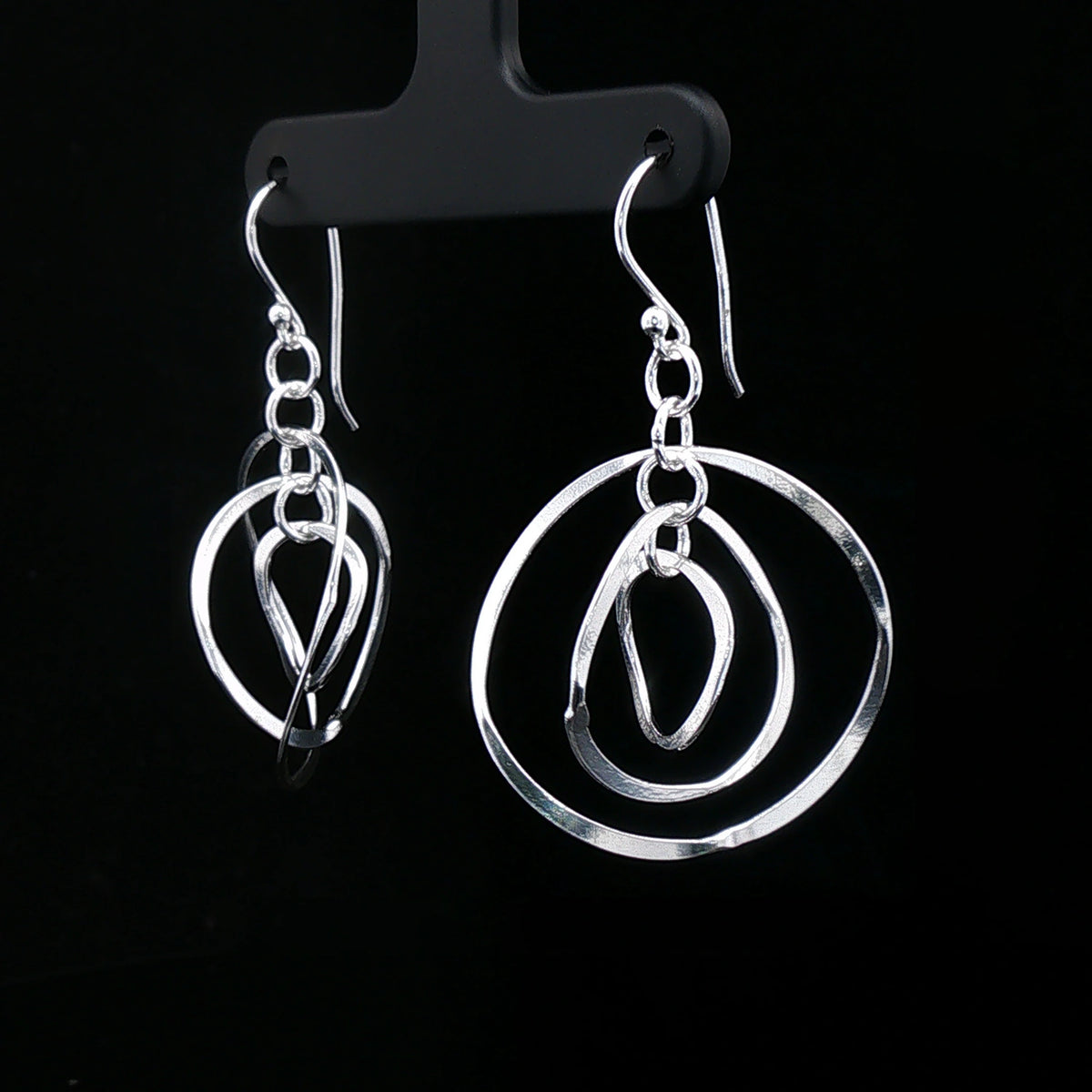 Silver Multi-Circle Drop Earrings