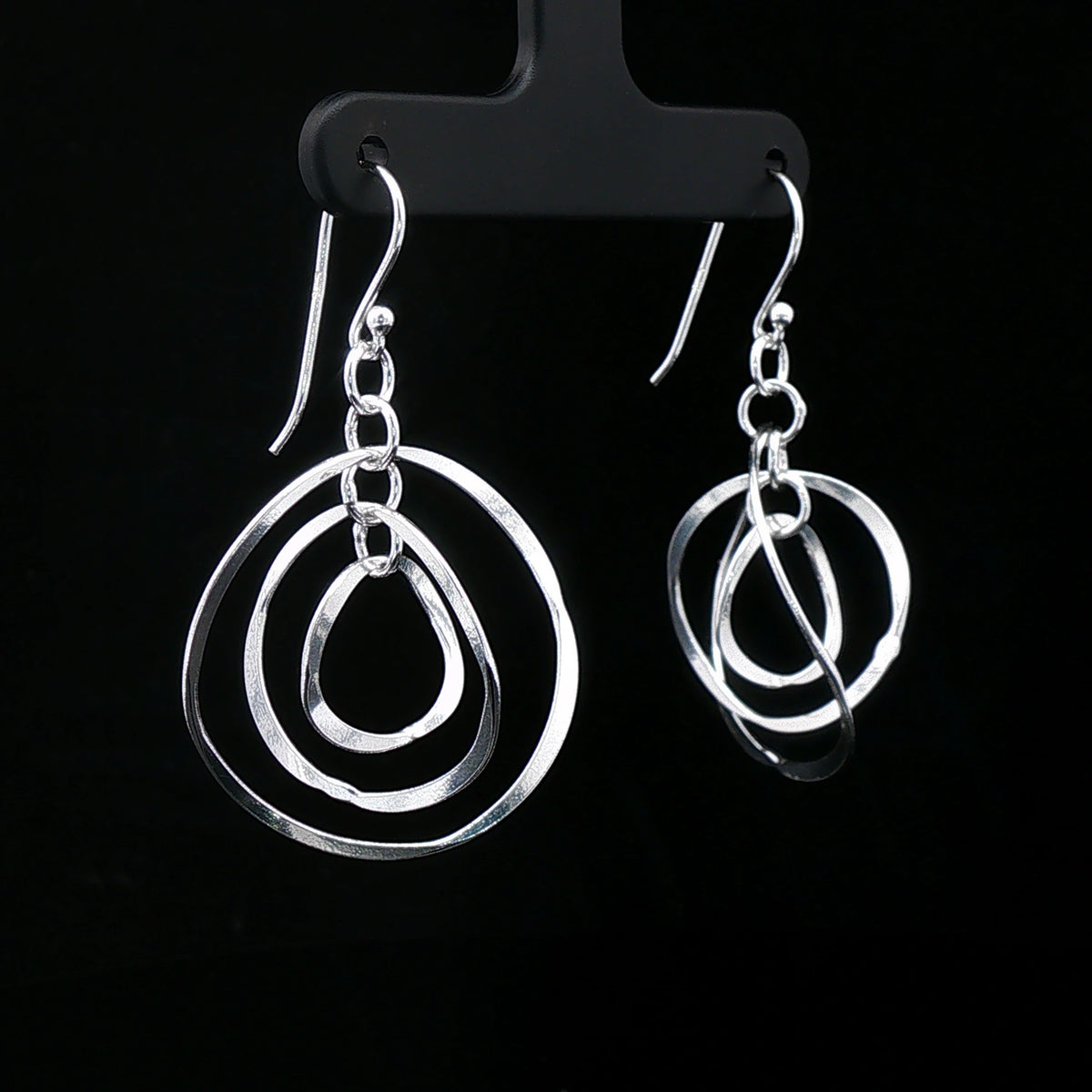 Silver Multi-Circle Drop Earrings