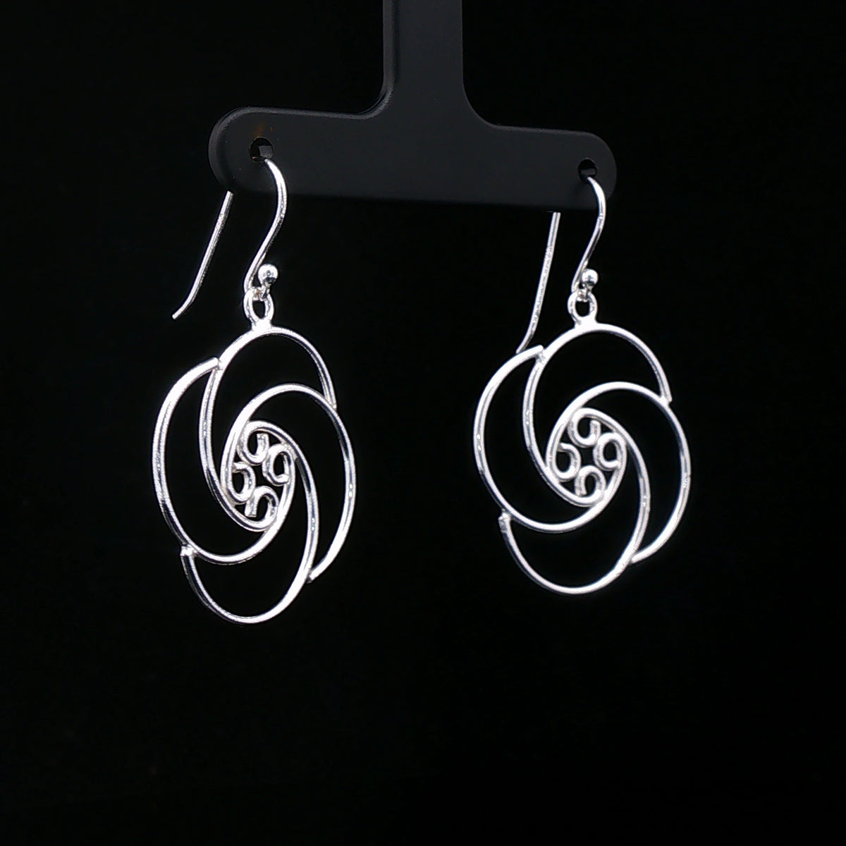 Silver Swirl Floral Drop Earrings