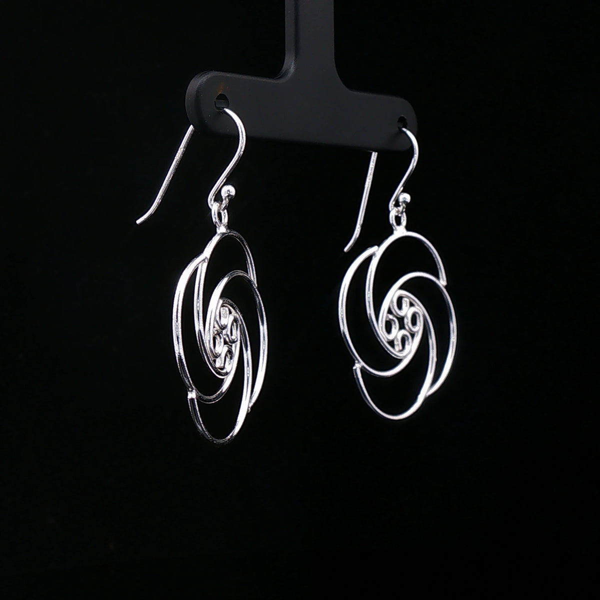 Silver Swirl Floral Drop Earrings