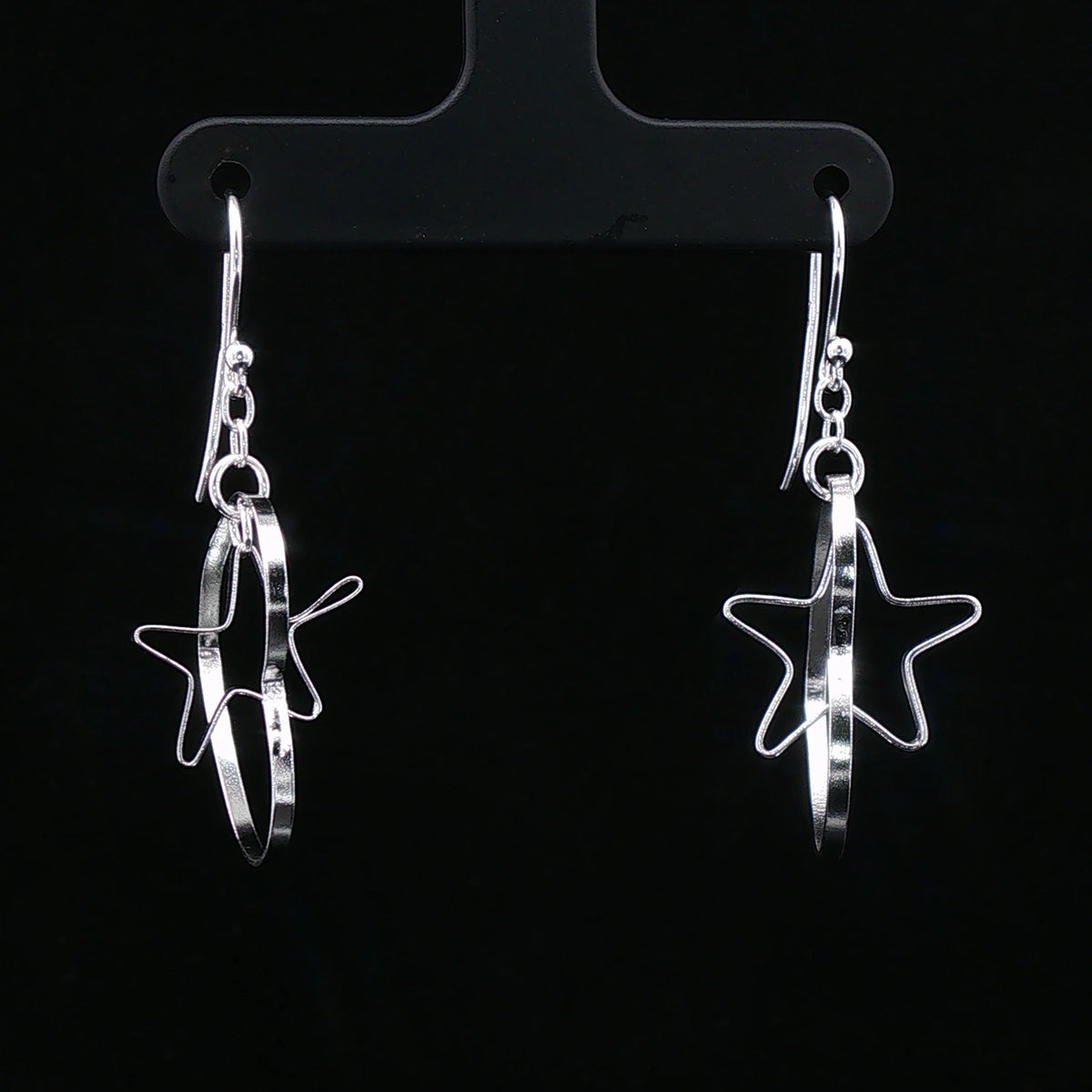 Silver Heart & Star Dangle Earrings