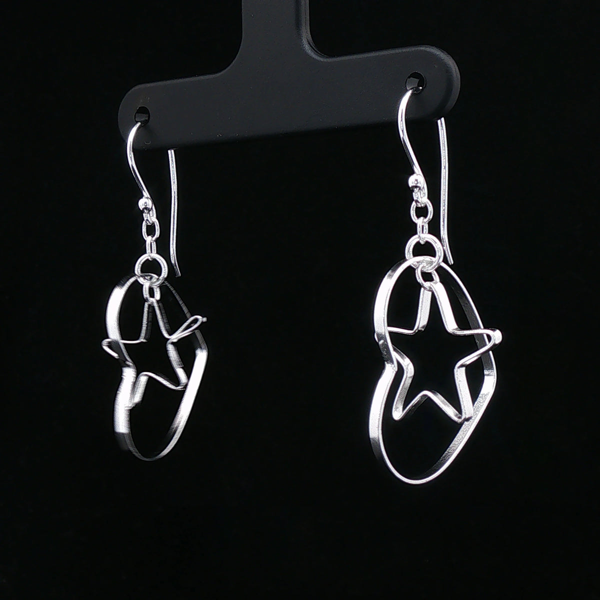 Silver Heart & Star Dangle Earrings