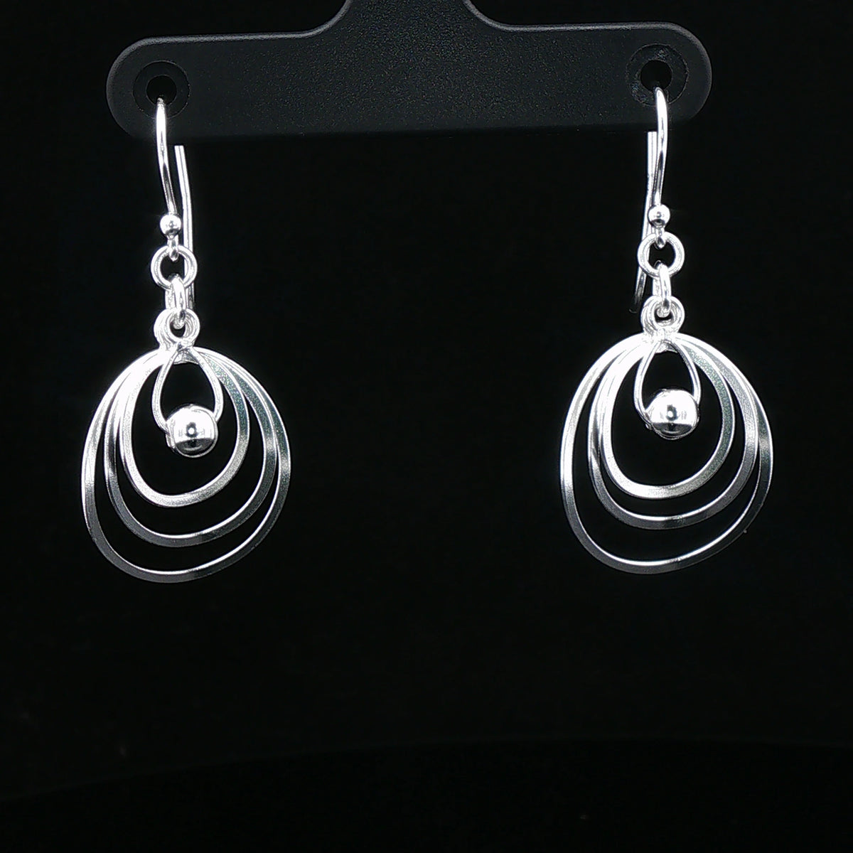 Silver Orb Circle Drop Earrings
