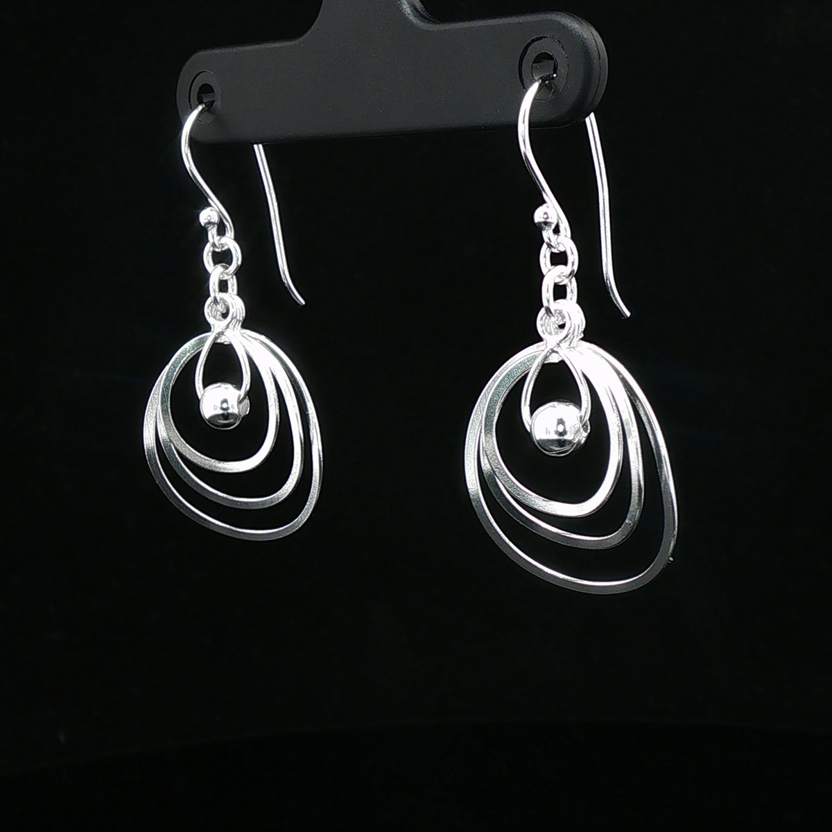 Silver Orb Circle Drop Earrings