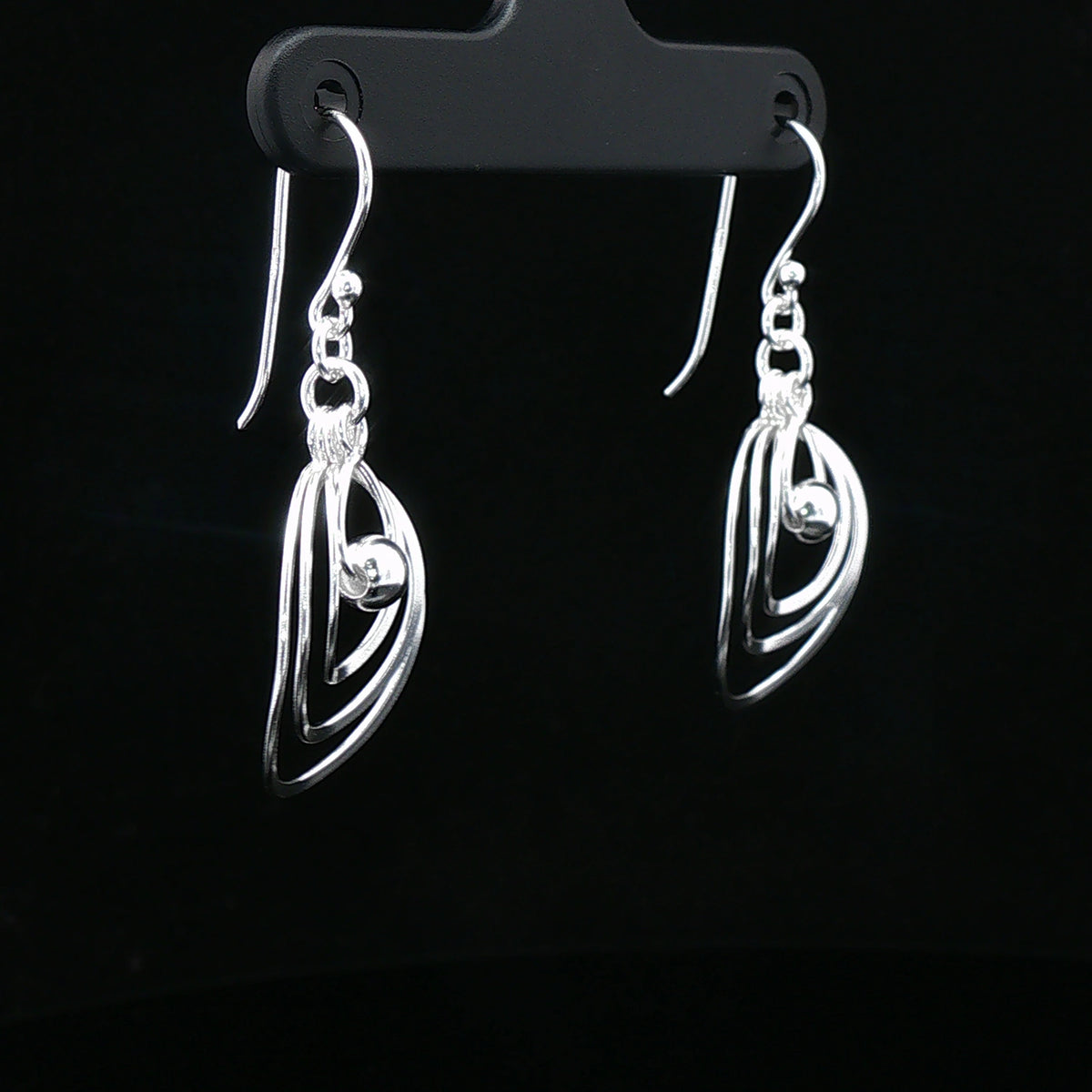 Silver Orb Circle Drop Earrings