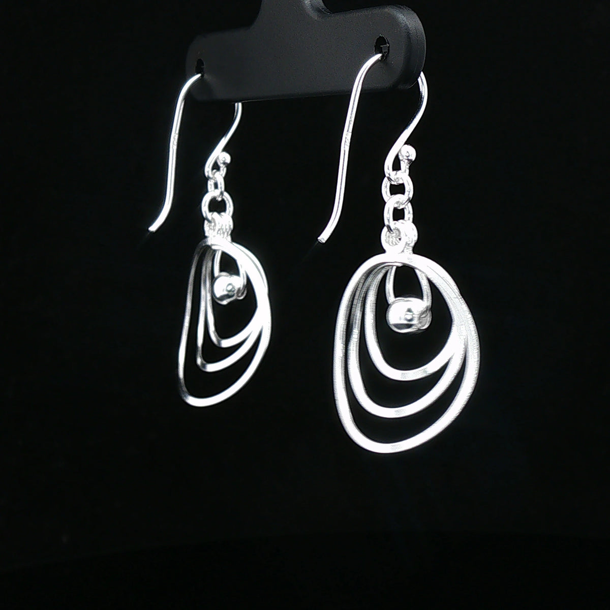 Silver Orb Circle Drop Earrings