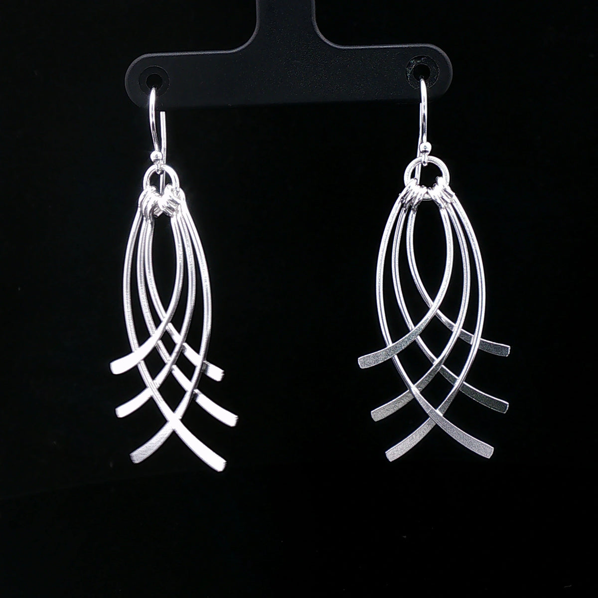 Silver Flowline Drop Earrings