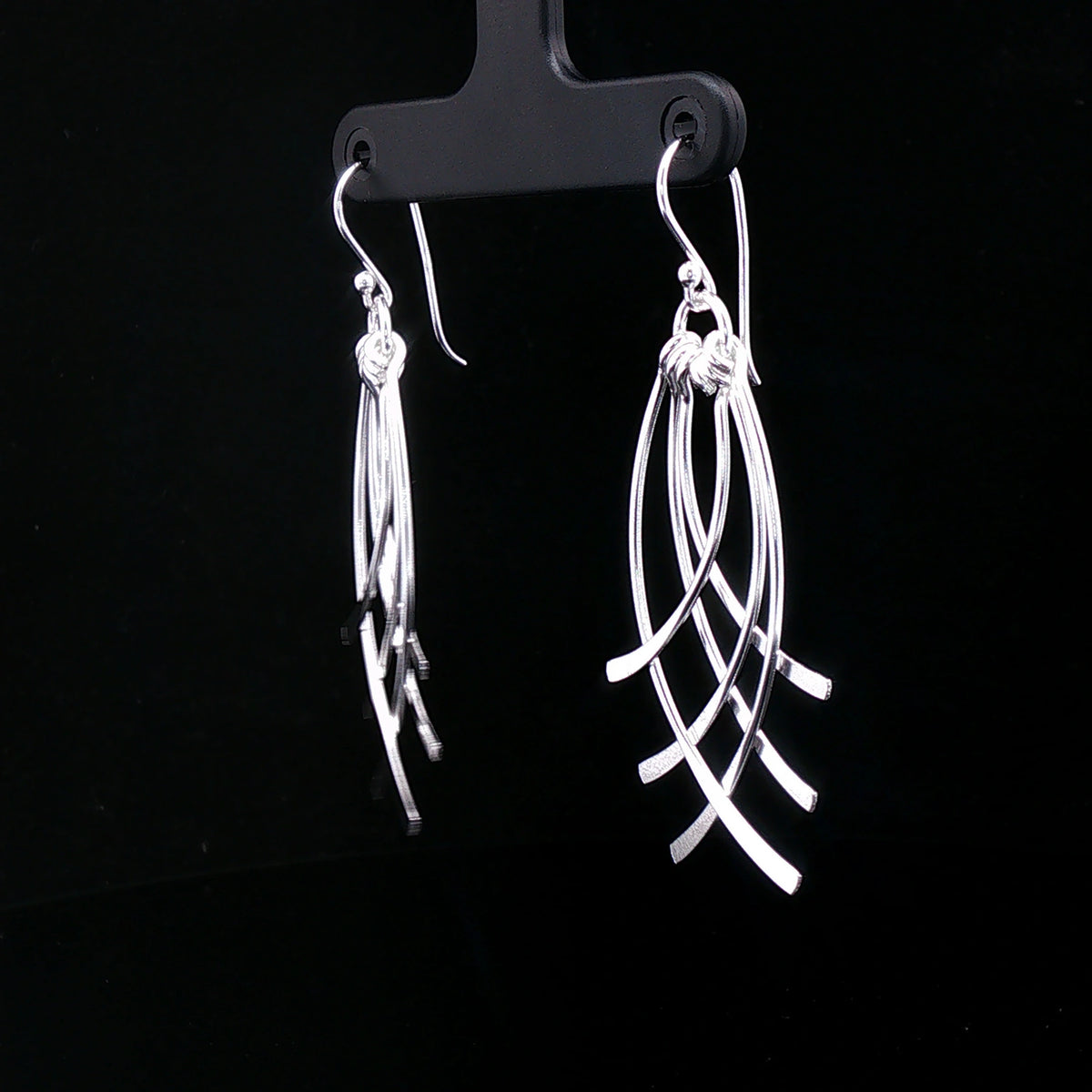 Silver Flowline Drop Earrings