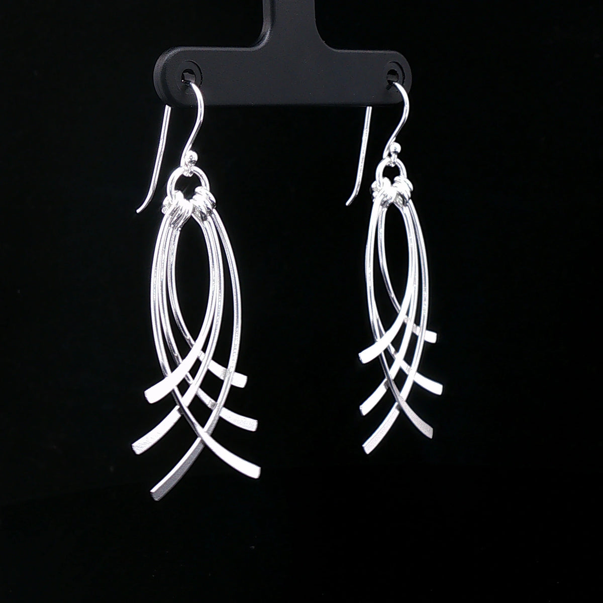 Silver Flowline Drop Earrings