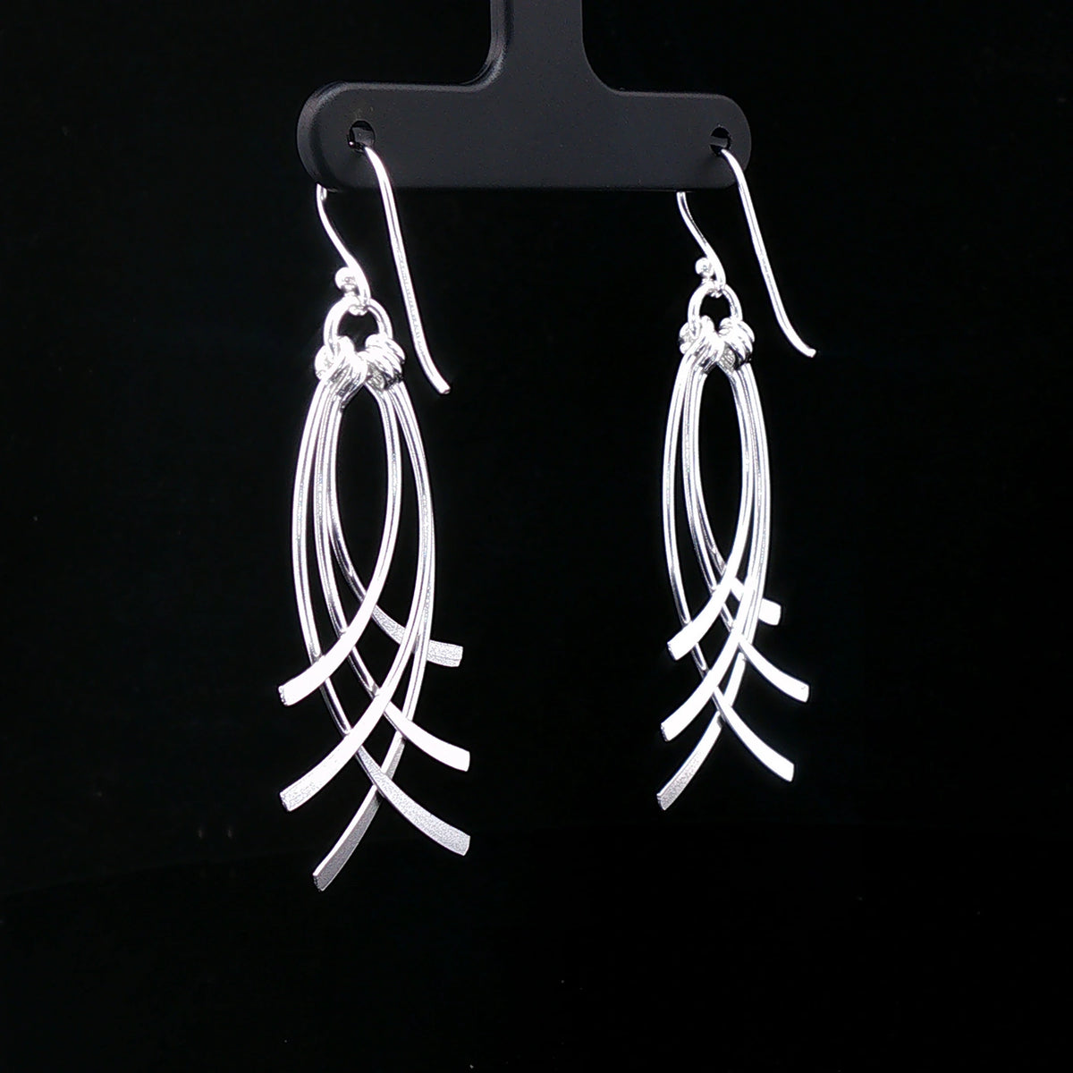Silver Flowline Drop Earrings
