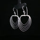 Layered Fan Silver Drop Earrings