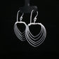 Layered Fan Silver Drop Earrings