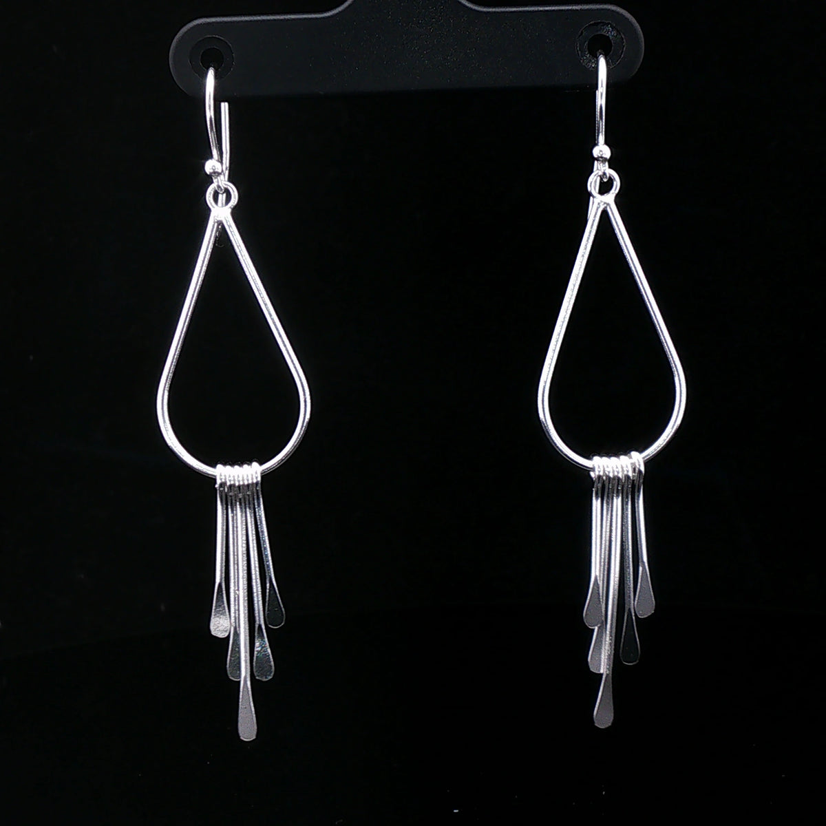 Silver Teardrop Tassel Earrings