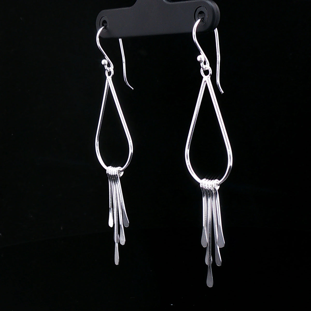 Silver Teardrop Tassel Earrings
