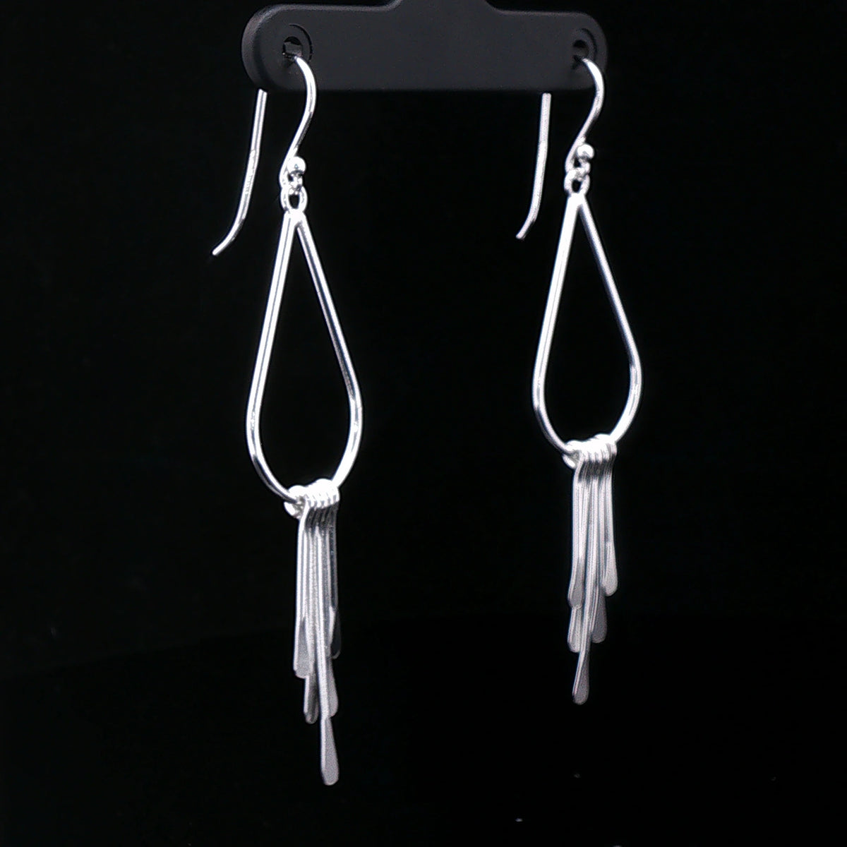 Silver Teardrop Tassel Earrings