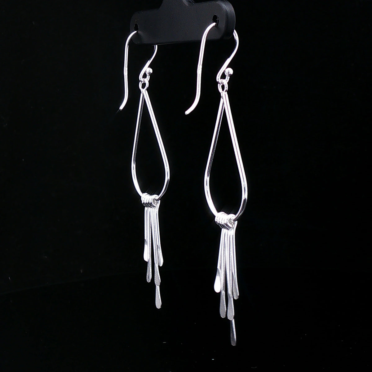 Silver Teardrop Tassel Earrings