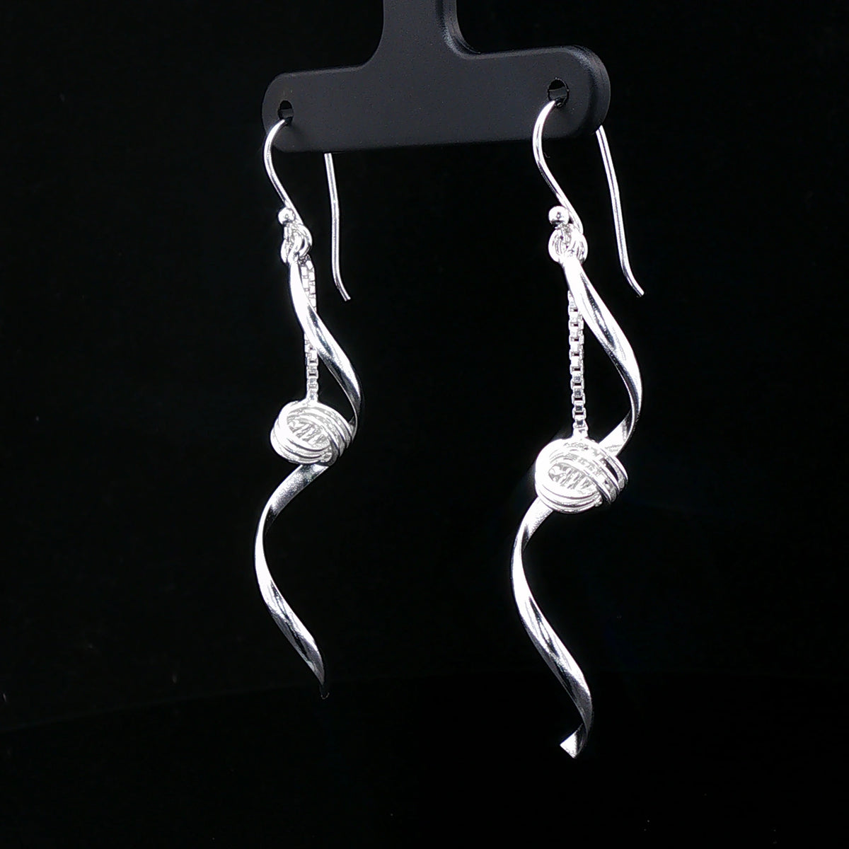 Silver Spiral Charm Dangler Earrings