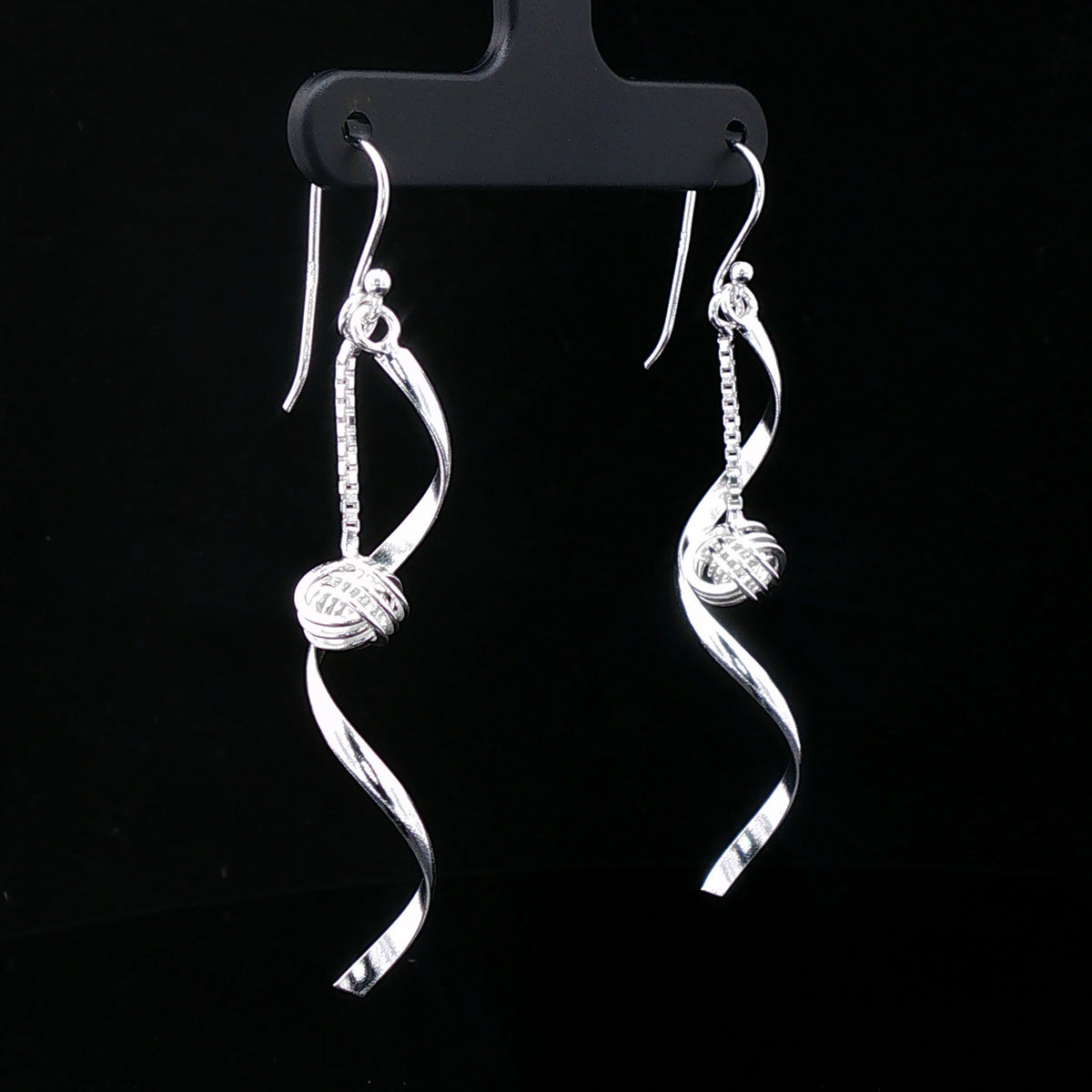 Silver Spiral Charm Dangler Earrings