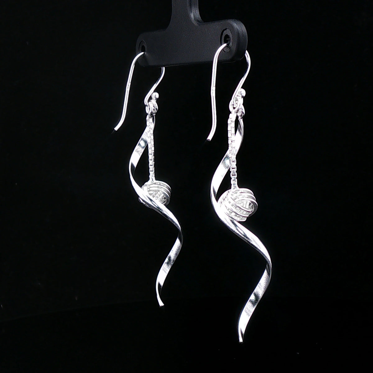 Silver Spiral Charm Dangler Earrings
