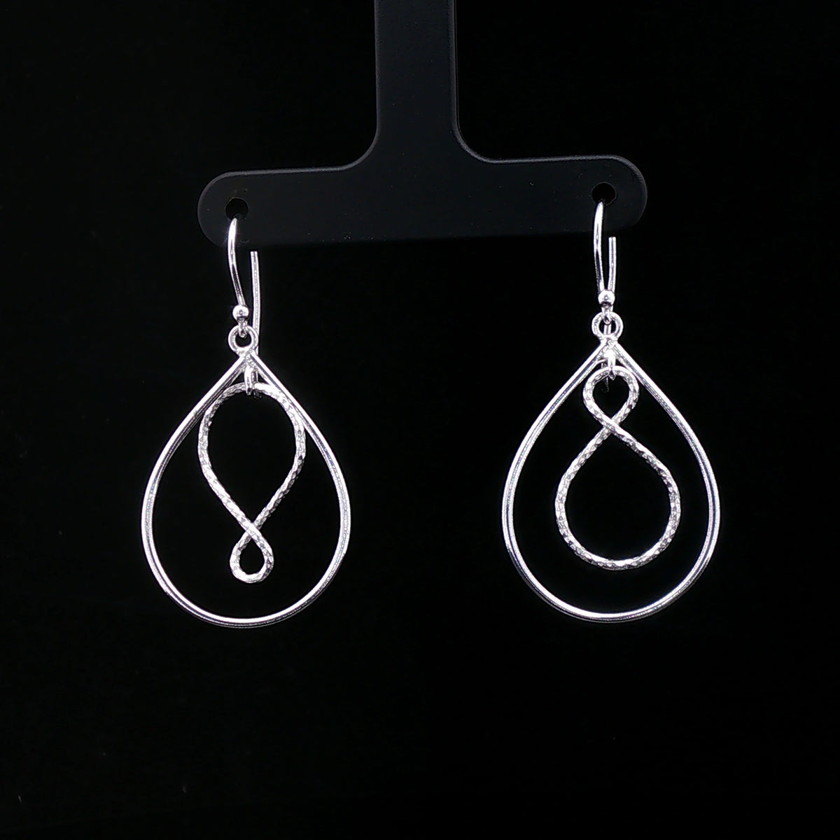 Silver Infinity Teardrop Dangler Earrings