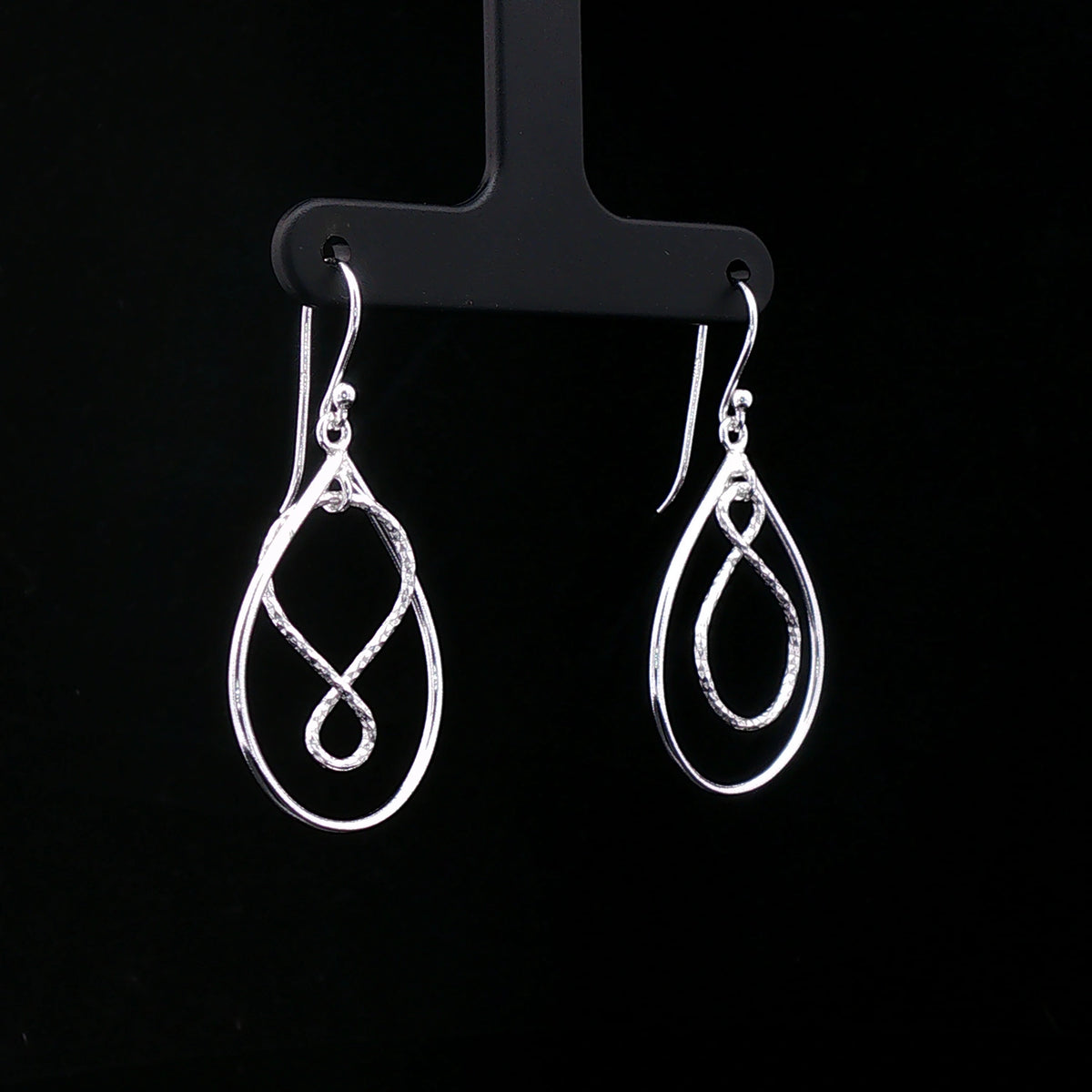 Silver Infinity Teardrop Dangler Earrings