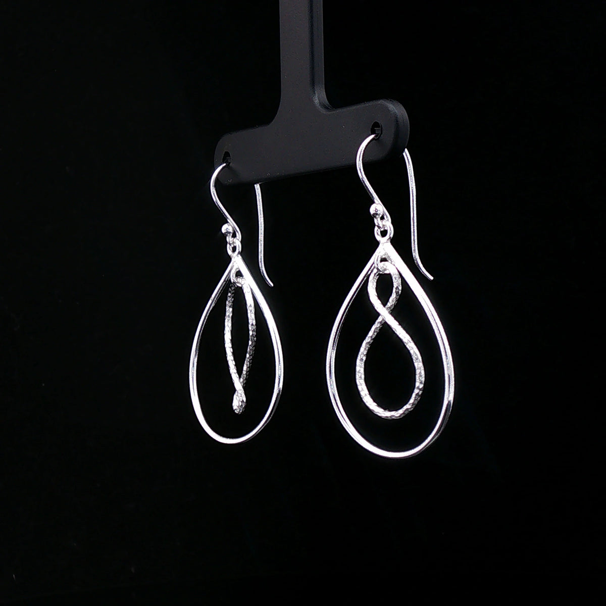 Silver Infinity Teardrop Dangler Earrings