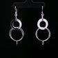 Layered Circle Silver Drop Earrings