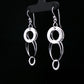 Layered Circle Silver Drop Earrings