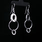 Layered Circle Silver Drop Earrings